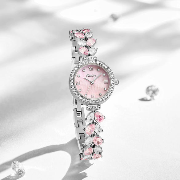 Women's Alloy Bracelet Watch With Round Dial Spiral Crown Jewelry Buckle Mineral Reinforced Mirror Feminine And Super Fairy Style