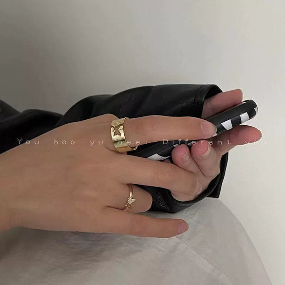 Women's Alloy Butterfly Open Adjustable Ring With Electroplated Finish Fashionable Trendy Design