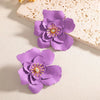 Women’s Alloy Camellia Flower Stud Earrings With Stainless Steel Ear Needles Electroplated Threedimensional Vintage Fashion Design