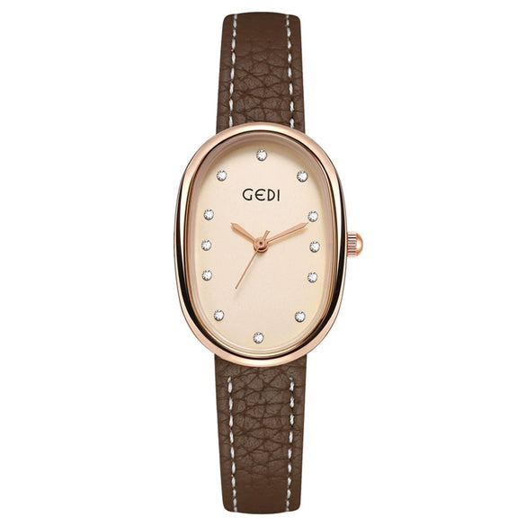 Women's Alloy Case Belt Strap Oval Quartz Casual Light Luxury Watch