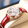 Women's Alloy Case Genuine Leather Strap Round Dial Swiss Certified Diamond Calendar Waterproof Luminous Leisure Watch