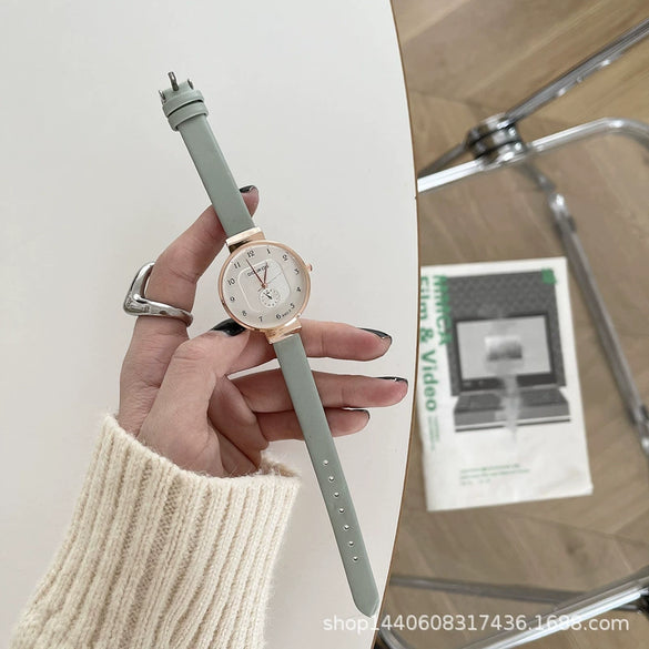 Women's Alloy Case Green Watch Mori Style Artistic Small Fresh Simple