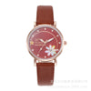 Women's Alloy Case Imitation Leather Strap Round Dial Daisy Pattern Leisure Watch