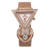Women's Alloy Case Imitation Leather Strap Round Dial Quartz Watch With Stainless Steel Clasp And Frosted Strap