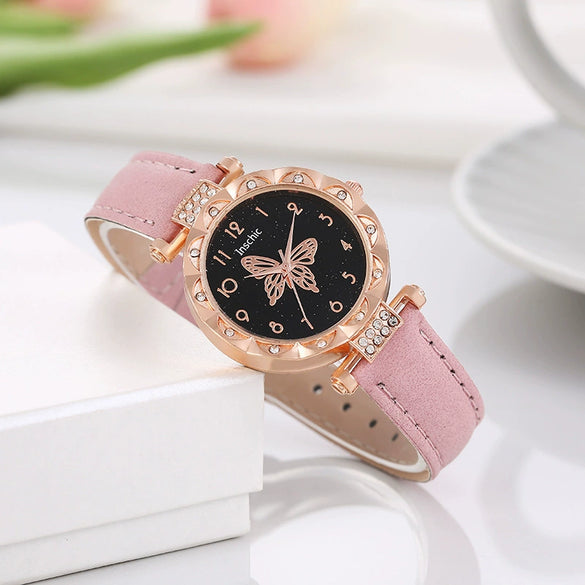 Women's Alloy Case Imitation Leather Strap Round Dial Quartz Wrist Watch Leisure Style