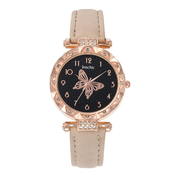 Women's Alloy Case Imitation Leather Strap Round Dial Quartz Wrist Watch Leisure Style