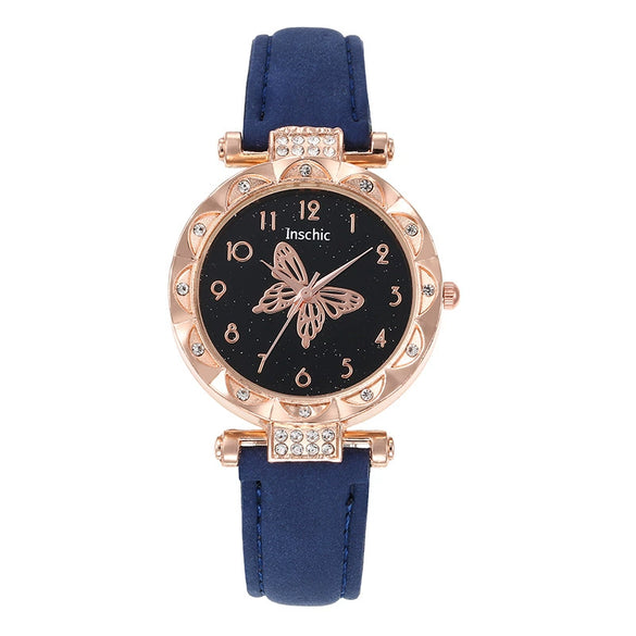Women's Alloy Case Imitation Leather Strap Round Dial Quartz Wrist Watch Leisure Style