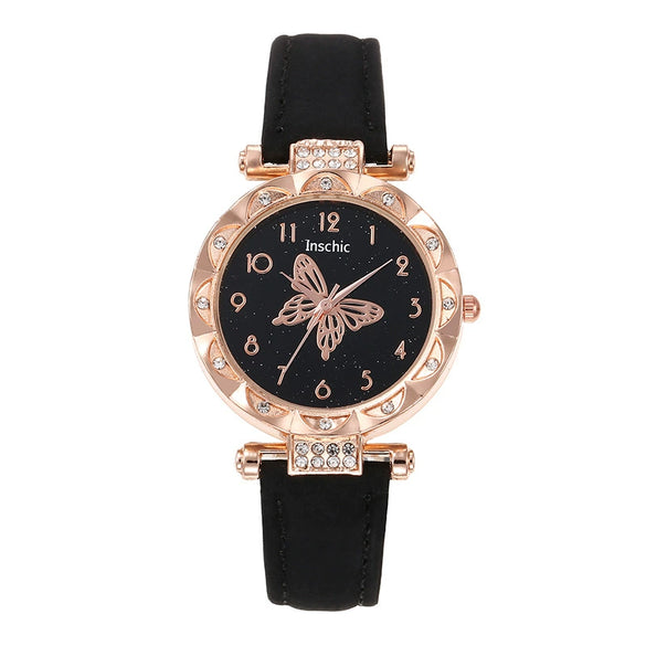 Women's Alloy Case Imitation Leather Strap Round Dial Quartz Wrist Watch Leisure Style