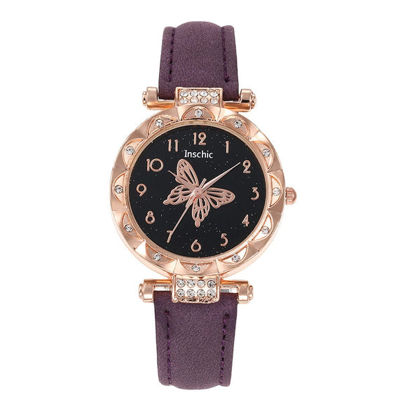 Women's Alloy Case Imitation Leather Strap Round Dial Quartz Wrist Watch Leisure Style