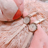 Women's Alloy Case Imitation Leather Strap Round Dial Watch With Printed Logo Retro And Leisure Style