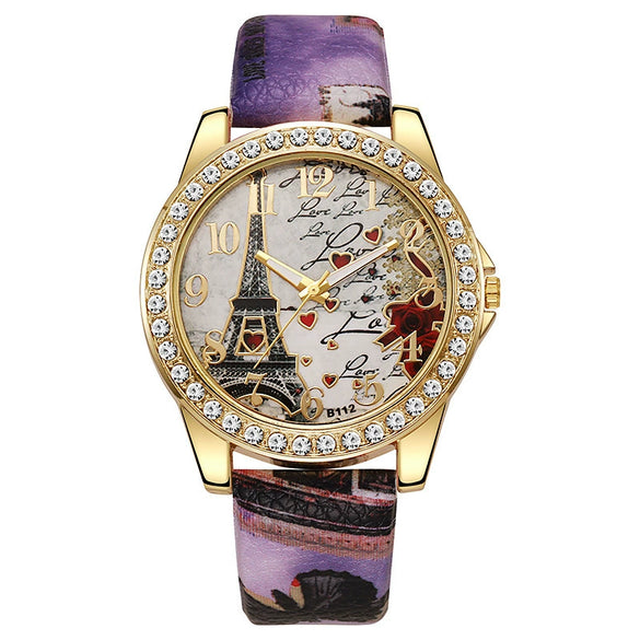 Women's Alloy Case Imitation Leather Strap Snake Pattern Digital Diamondset Round Dial Watch