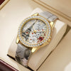 Women's Alloy Case Imitation Leather Strap Snake Pattern Digital Diamondset Round Dial Watch