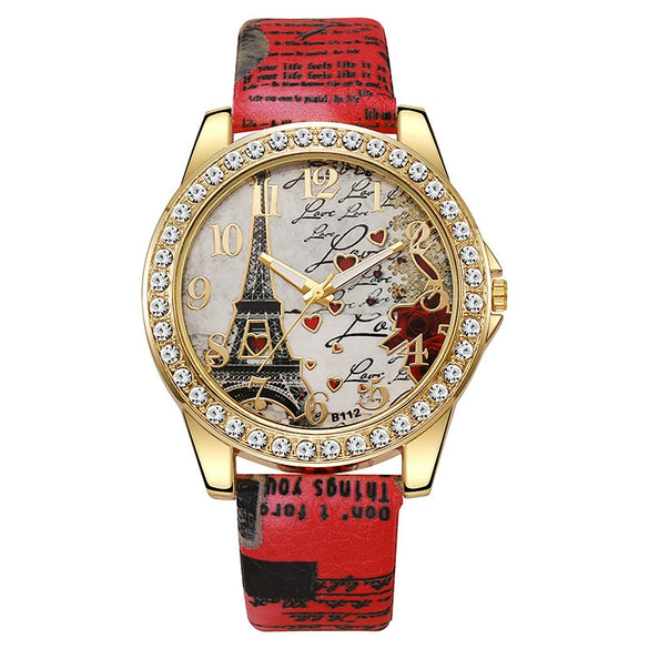 Women's Alloy Case Imitation Leather Strap Snake Pattern Digital Diamondset Round Dial Watch