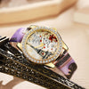 Women's Alloy Case Imitation Leather Strap Snake Pattern Digital Diamondset Round Dial Watch