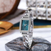 Women's Alloy Case Imitation Leather Strap Square And Round Dial Diamondencrusted Bracelet Watch Simple Retro And Leisure Style