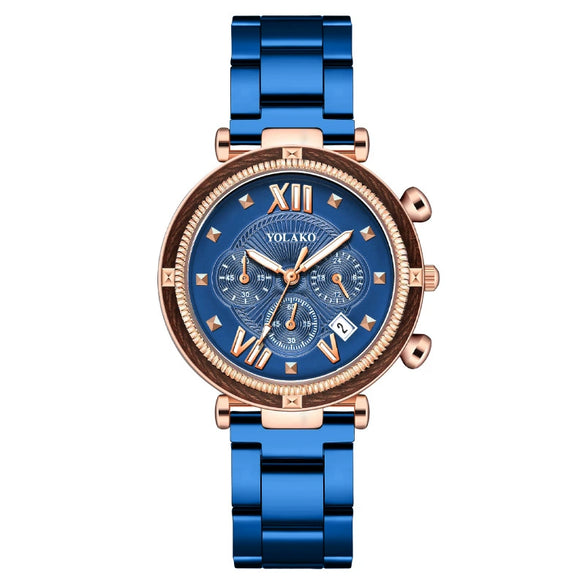 Women's Alloy Case Metal Strap Quartz Watch With Round Dial And Fashion Style