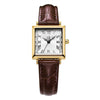 Women's Alloy Case Microfiber Strap Square Dial Waterproof Vintage Fashionable Watch With Square Steel Buckle