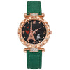 Women's Alloy Case Ordinary Glass Mirror Imitation Leather Strap Round Dial Business Style Belt Watch With Rhinestones