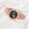 Women's Alloy Case Ordinary Glass Mirror Imitation Leather Strap Round Dial Leisure Style Watch And Bracelet Necklace Suit