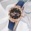 Women's Alloy Case Ordinary Glass Mirror Imitation Leather Strap Round Dial Leisure Style Watch And Bracelet Necklace Suit