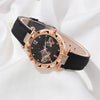 Women's Alloy Case Ordinary Glass Mirror Imitation Leather Strap Round Dial Leisure Style Watch And Bracelet Necklace Suit
