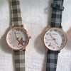 Women's Alloy Case Ordinary Glass Mirror Leisure Style Plaid Strap Retro Art Classic Watch