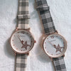 Women's Alloy Case Ordinary Glass Mirror Leisure Style Plaid Strap Retro Art Classic Watch