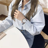 Women's Alloy Case Ordinary Glass Mirror Pointer Quartz Watch With Simple Elegant White Belt And Leisure Style