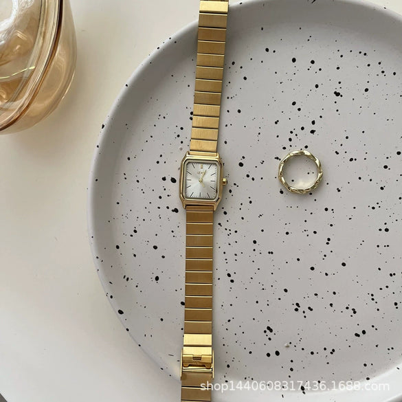 Women's Alloy Case Ordinary Glass Mirror Silver Chain Square Leisure Style Watch