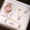Women's Alloy Case Pu Strap Diamondencrusted Round Dial Quartz Watch