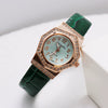 Women's Alloy Case Pu Strap Quartz Watch With Rhombus Dial And Spiral Crown In Leisure Style