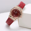 Women's Alloy Case Pu Strap Quartz Watch With Rhombus Dial And Spiral Crown In Leisure Style
