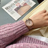 Women's Alloy Case Quartz Watch With Imitation Leather Strap And Stainless Steel Horseshoe Buckle Round Dial Sports Style