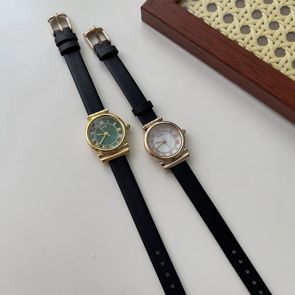 Women's Alloy Case Round Gold Watch