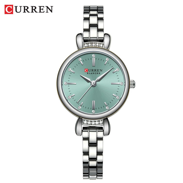 Women's Alloy Case Stainless Steel Band Round Dial Leisure Quartz Wrist Watch