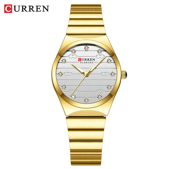 Women's Alloy Case Stainless Steel Band Round Dial Waterproof Leisure Watch