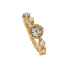 Women's Alloy Case Steel Band Imitation Leather Strap Round Dial Pearl Four Leaf Clover Simple Style Watch