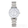 Women's Alloy Case Steel Band Round Dial Casual Quartz Wristwatch