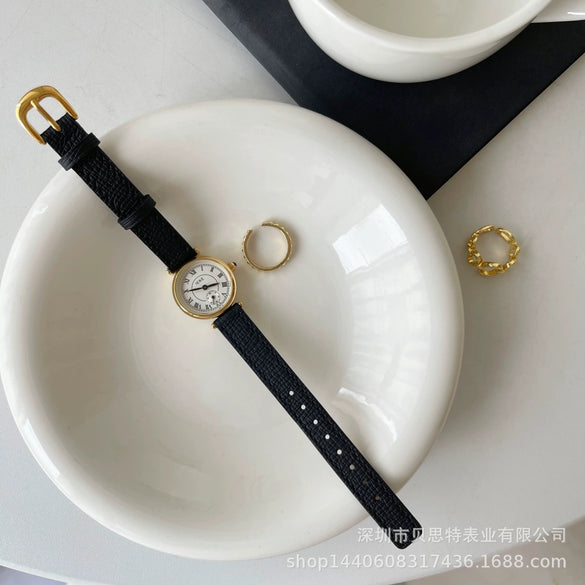 Women's Alloy Case Watch Antique Retro Round With Roman Scale