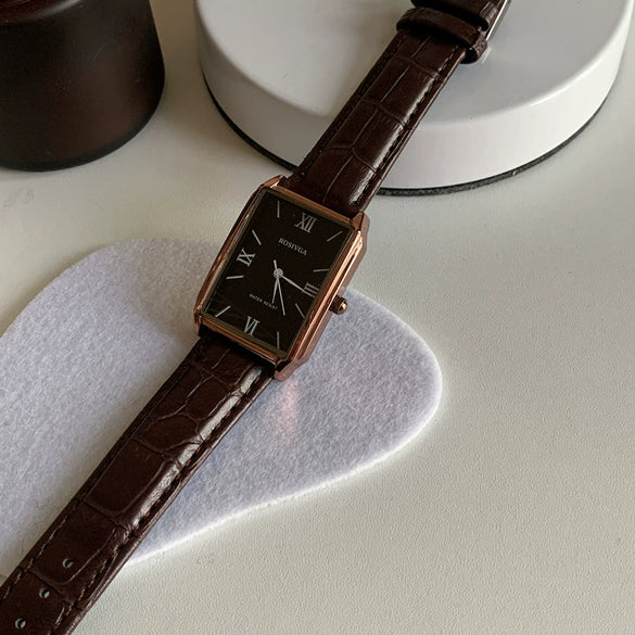 Women's Alloy Case Watch Simple Elegant Retro Roman Large Square Dial Leisure Style