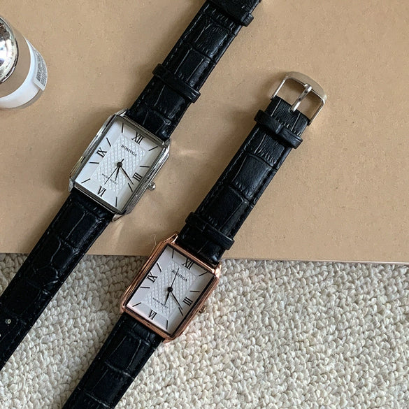 Women's Alloy Case Watch Simple Elegant Retro Roman Large Square Dial Leisure Style