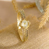Women's Alloy Chain Round Dial Motherofpearl Quartz Watch With Fishtail Hand And Spiral Crown