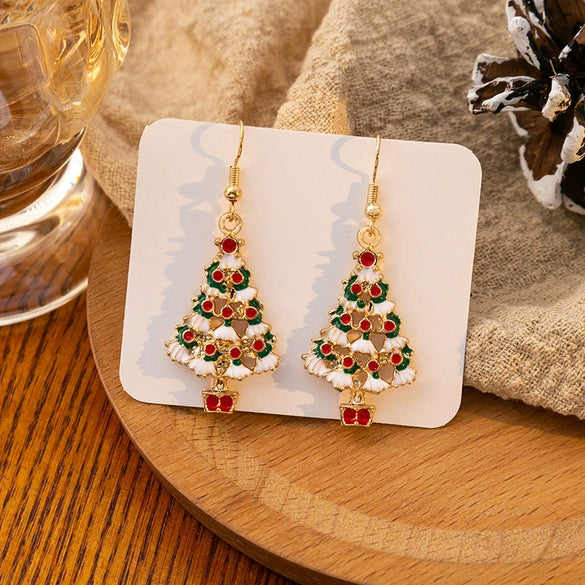 Women's Alloy Christmas Cartoon Style Geometric Earrings With Festival Elements And Electroplating