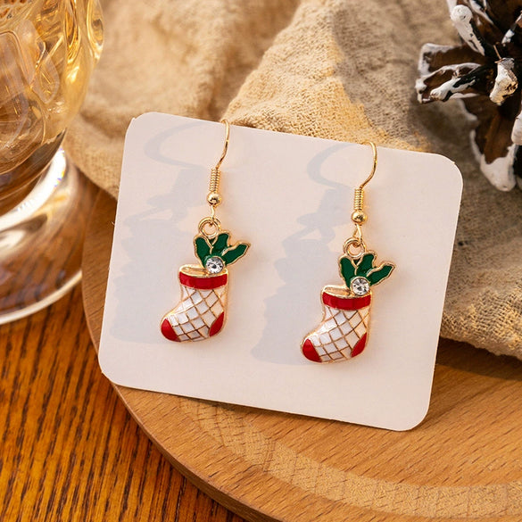 Women's Alloy Christmas Cartoon Style Geometric Earrings With Festival Elements And Electroplating