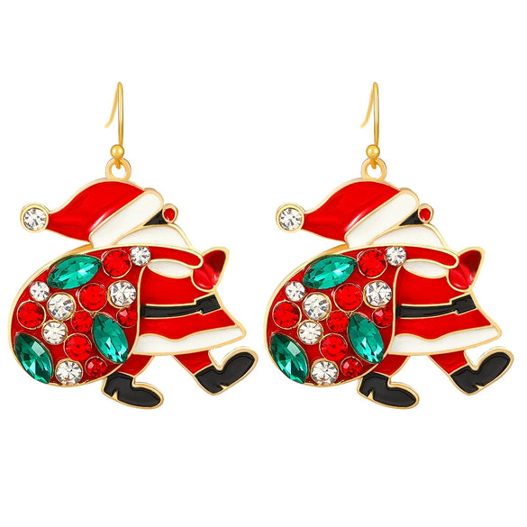 Women's Alloy Christmas Earrings With Electroplated Santa Claus Christmas Tree And Merry Christmas Letter Designs
