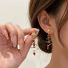 Women's Alloy Christmas Tree Bellshaped Long Tassel Earrings With Dripping Oil Finish And Stainless Steel Ear Posts