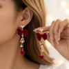 Women's Alloy Christmas Tree Bellshaped Long Tassel Earrings With Dripping Oil Finish And Stainless Steel Ear Posts