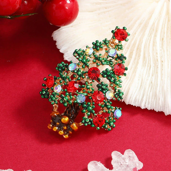 Women's Alloy Christmas Tree Brooch Electroplated