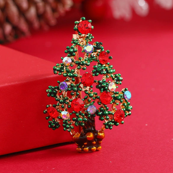 Women's Alloy Christmas Tree Brooch Electroplated