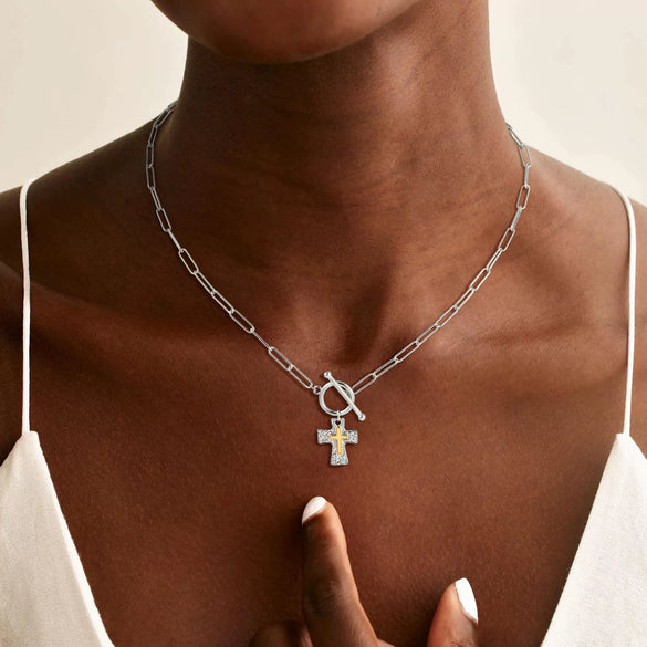 Women's Alloy Cross Necklace With Electroplated Geometric Pendant And Simple Light Luxury Chain